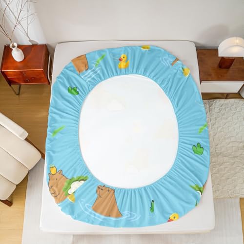 Erosebridal Cabybara Fitted Sheet Twin Size Funny Mouse Rodent Bedding Set Cartoon Animal Bed Sheets Kids Gifts for Capybara Lovers, Cute Kawaii Duck Sheets 2 Pieces with 1 Pillow Case - color: Multi 29, size: Twin (No Top/Flat Sheet)