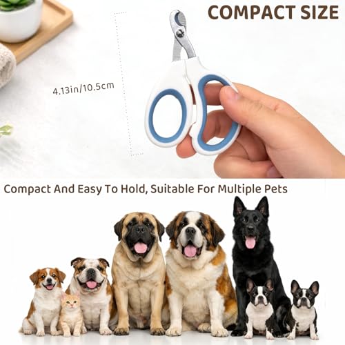 Stainless Steel Cat Nail Clippers with Mirror Finish, Smooth-Cut Claw Trimmers for Cats & Small Pets (White Blue, 2-Pack)