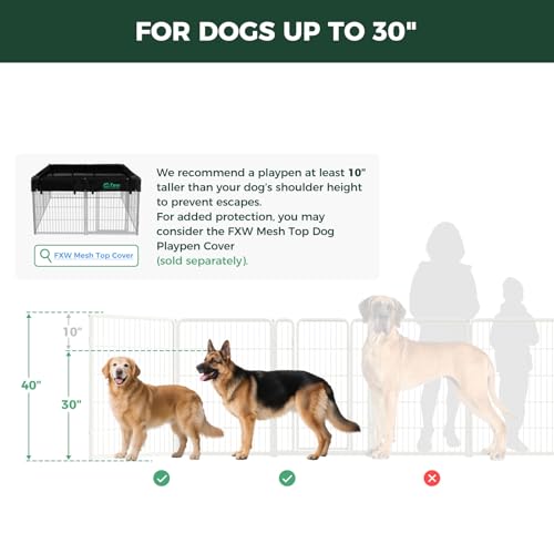 FXW Homeplus Indoor Dog Playpen, 40" H, 8 Panels, for Medium & Large Dogs | Stress-free play, Heavy-duty, Semi-open design, Easy setup, Threshold-free gate, Expandable, Patented - color: White, size: 40"H