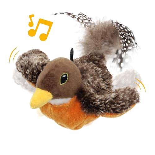 Flapping Bird Cat Toy, Motion Activated with Catnip, 3 Modes & USB Rechargeable, Machine Washable Interactive Toy for Indoor Cats - style: Robin Bird