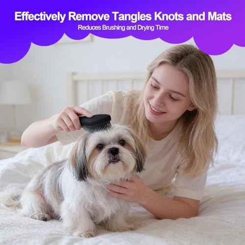 Small Dog Brush, Skin-friendly Soft Bristles (Black) | Puppy Hair Brush, Massage and Bath Supplies, Pet Grooming Tool for Teddy, Yorkies, Maltese, Shih Tzu, Chihuahua - color: Black