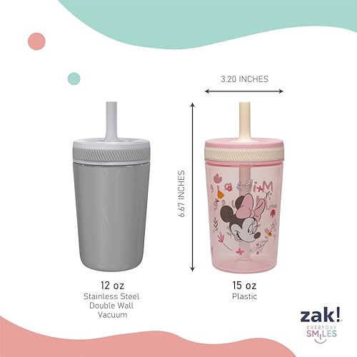 Zak Designs Disney Minnie Mouse Kelso Toddler Cups For Travel or At Home, 15oz 2-Pack Durable Plastic Sippy Cups With Leak-Proof Design is Perfect For Kids (Minnie Mouse) - color: Disney Minnie Mouse