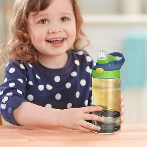 OTVEE Canada Geese Goslings Kids Water Bottle with Straw Lid 12 oz Insulated Stainless Steel Leakproof Duck Mouth Tumbler Cup for Boys Girls Teen School - color: Canada Geese and Goslings