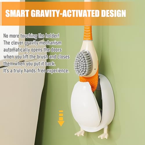 Honeydak Funny Swan Duck Toilet Bowl Brush and Holder Cute Toilet Brush Cleaner Scrubber Set Novelty Animal Girly Unique Creative Bathroom Decor with Plastic Long Handle for Deep Cleaning(White,Duck) - color: White, style: Duck