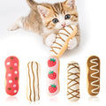 MALLMALL6 Eclair Catnip Toys for Cat - 5Pcs Chocolate Strawberry Dessert Catmint Interactive Toy Gift for Indoor Kitty, Biting Chew Kick Cats Supplies, Soft French Pastry Pet Present for Kitten Lover - style: Eclair