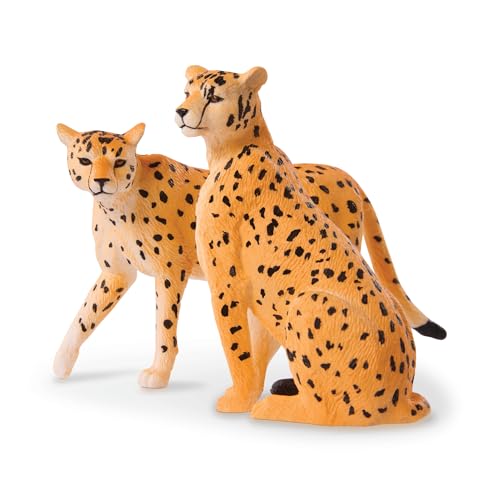 Terra by Battat Cheetah Family Animal Figurines, 4-Piece Toy Set, Animals | 4 plastic cheetah toys with 2 adults and 2 cubs; realistic zoo safari animal figures for play, collecting, and; 3+ Years - style: Cheetah Family