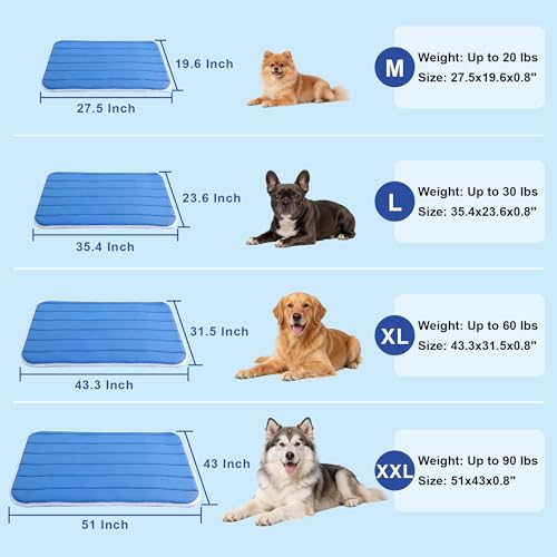Dog Cooling Mat, Cold Memory Sponge Cooling Mat for Dog, Foldable Crate Pet Bed & Non-Slip, (Q-Max > 0.45) Long-Lasting Cool & Keep Your Pet Cool (Medium - 27.5x19.6 Inch) - size: Medium - 27.5 x 19.6 Inch