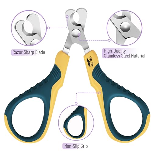 Mr. Pen- Cat Nail Clipper, Stainless Steel | Professional Sharp Cat Claw Trimmer for Small and Medium Cats, Pet Nail Clipper with Sturdy Non Slip Handle - color: Yellow/Dark Teal