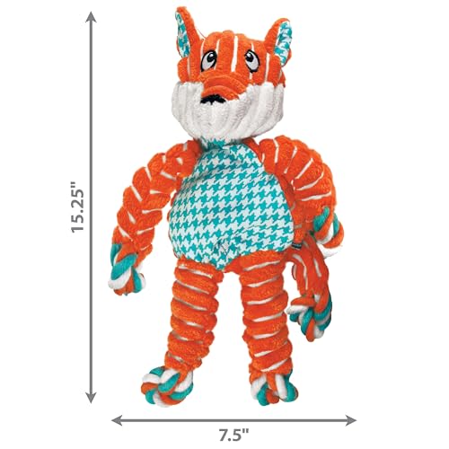 KONG Floppy Knots Rope and Plush Dog Toy, Fox, Medium/Large | Knotted Rope & Plush Toy with Minimal Stuffing & a Squeaker, Great for Teething, Tugging & Lively Play - color: Fox, size: Medium/Large