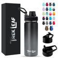 Travel Water Bottle with 3 Lids (Spout, Straw, Flip) Leak Proof, Quality, Vacuum Insulated, Stainless Steel (Charcoal Fog, 18 oz) - color: Charcoal Fog, size: 18 Ounces