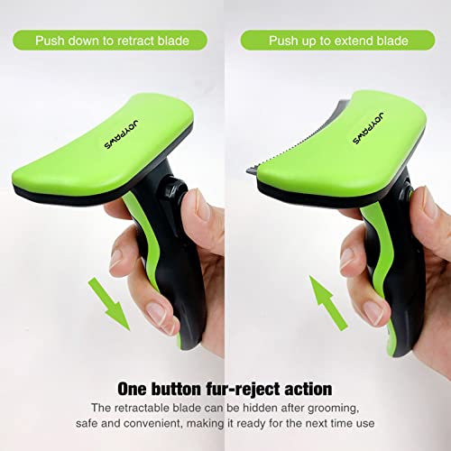 Pet Grooming Brush for Dogs and Cats, Green, Effectively Reduces Shedding by Up to 95%, Self-Cleaning, Long or Short Hair Remover for Medium Dogs & Cats | Effectively,Reduces Shedding by Up to 95%,Curved Blade,Self-Cleaning,Long or Short Hair Remover,Gree