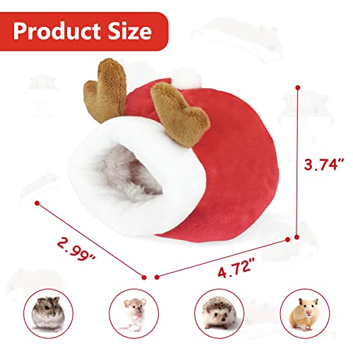 WishLotus Hamster Bed, Mini Soft and Warm Hamster House Cute Non-Slip Hamster Sleeping nest Small Animals Bedding House for Dwarf Hamsters, Mini Hedgehogs and Small Pets (red) - color: red