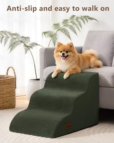 Aodisman Dog Stairs for Small Dogs,3 Step Dog Ramp for Couch,Non-Slip Steps | Pet stairs help small dogs, old cats, and puppies reach couches and chairs easily, durable indoor dog steps,15.4" H, Green - color: Green