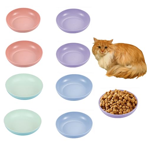 Whisker Friendly Cat Bowls 8pk Shallow Wide Pet Dishes Kitten Ferret | 8pk shallow wide whisker-friendly cat dishes, safe for kittens ferrets small pets, available in blue green pink purple - color: 8 pcs multicolors