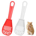 2 Pack Small Litter Scoop, Hamster Sand Bath Scoop, Plastic Litter Sifter for Small Animal Cage Cleaning, Chinchilla Gerbil Reptile Accessories