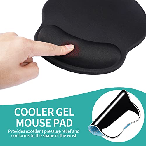 Mouse Pad with Wrist Rest, Comfortable Computer Mousepad with Gel Wrist Support Smooth Surface and Non-Slip PU Base for Pain Relief, Laptop, Office & Home (Black) - color: Black