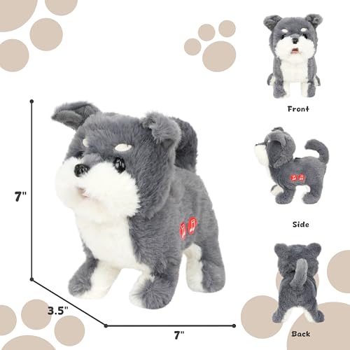 Easfan Walking Dog Talking Musical Plush Toy Gift for Kids 7" | Electric stuffed animal, interactive toy with sounds, Grey puppy plush, birthday holiday gift, for toddlers - style: Grey_Dog