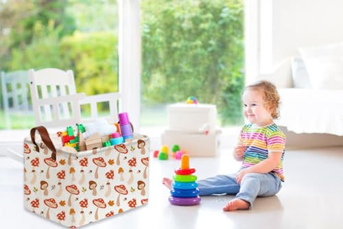 Sanjiaofeng Rectangular Kids Basket Cute Storage Bins,Mushroom Storage Basket with Handles.Clothers,Books,Kid's Gifts Bins. (Mushroom) - color: Mushroom