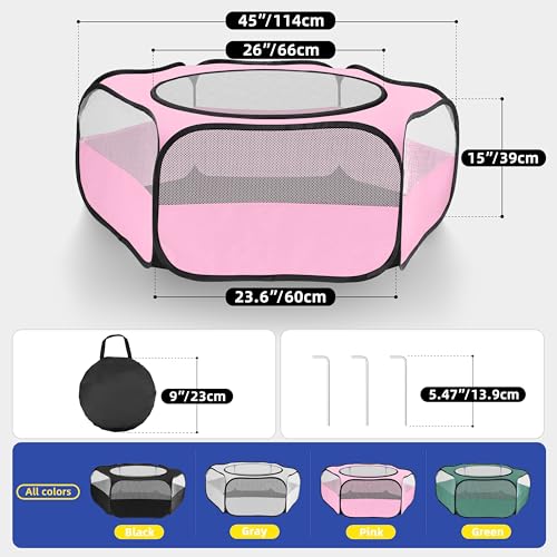 Small Animal Playpen with Mesh Cover & Waterproof Bottom Cat Tent Chicken Brooder Rabbit Guinea Pig Cage Playpen for Small Animals Indoor Outdoor Use - color: Pink