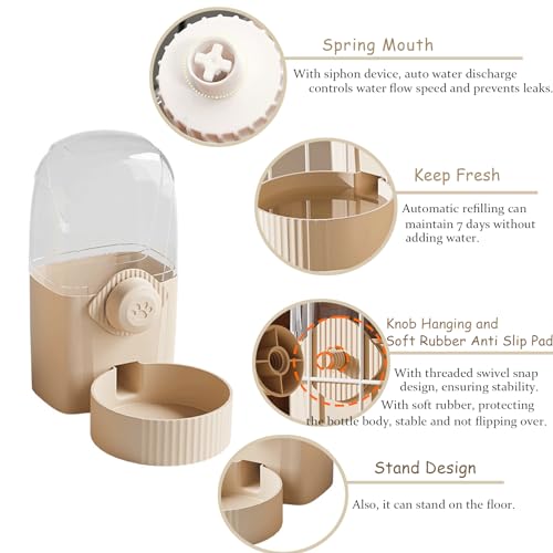 Hanging Cage Automatic Pet Food Water Dispenser 34oz, Large Capacity Feeder Gravity Refill Food and Siphon Suction Water Set for Dog Cat Rabbit Chinchilla and Ferret (Water Dispenser) - color: Water Dispenser