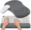 Hokafenle 2 in 1 Ergonomic Mouse Pad Wrist Support & Wrist Rest for Computer Keyboard Set, with Relieve Carpal Tunnel Pain Massage Bulge and Full Memory Gel Design (2In1 Set, Dark Gray) - color: Hk012-dark Gray