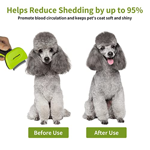 Upgraded Pet Self Cleaning Grooming Brush Curved Deshedding Tool | Reduces Shedding by Up to 95%,Professional Grooming Brush,Curved Blade,Small Pets,Green S - size: Small
