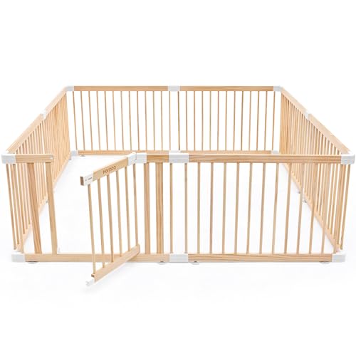 HARPPA Grovi Playpen, GREENGUARD Gold Certified – 71.5 x 79.5 inch | New Zealand Pine Wood - size: 71.5 x 79.5 x 24 Inch