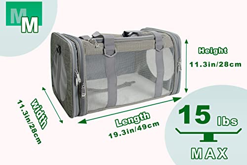 Soft-Sided Pet Carrier for Cats Small Dogs of 15 Lbs Medium Grey - color: New-Grey, size: Medium