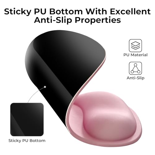 EooCoo Mouse Pad with Gel Wrist Rest, Ergonomic Mousepad Wrist Alignment | Middle Concave Design for Natural Wrist Alignment, Non-Slip Base Mousepad, Carpal Tunnel Relief, Office Desk Accessories - color: Pink