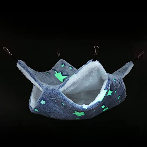 Noctilucent Luminous Guinea Pig Rat Hammock Bunkbed Hanging Tunnel Hideout | Hanging Soft Bed Mat for Ferret Hedgehog Squirrel Hideout Cage Accessories (Tunnel and Bunkbed Hammock) - color: Blue