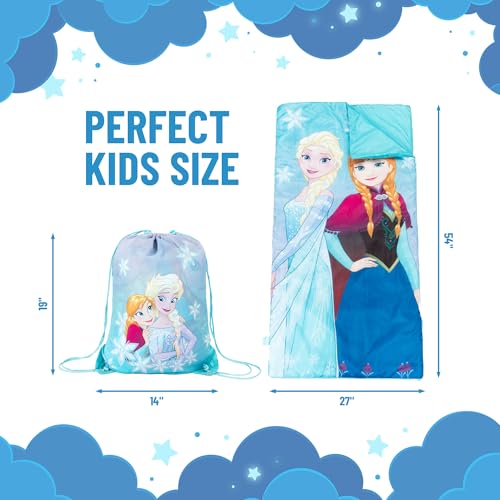 Jay Franco Disney Frozen Sparkle Slumber Sack - Cozy & Warm Kids Lightweight Slumber Bag/Sleeping Bag - Featuring Anna and Elsa (Official Disney Product) - color: Blue - Frozen