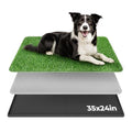 BurgeonNest Dog Grass Pad with Tray 35"x24", 3-Layer System with EVA Tray | Includes Reusable Artificial Grass, Absorbent Washable Pee Pad, Foldable Tray for Balcony, Apartment & Indoor/Outdoor Use - size: L-35''x24''