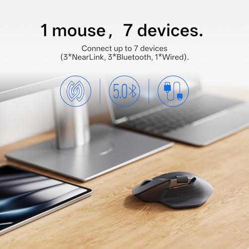 Rapoo MT760 PRO Wireless Mouse, NearLink + Bluetooth 5.0 Multi-Device, 12K DPI, 2K Polling, Ergo for Work & Gaming, 11 Programmable Buttons, On-Board Memory, Quiet Clicks, USB-C, 120 Days Battery Life - color: Matte Black, size: PRO Ver.