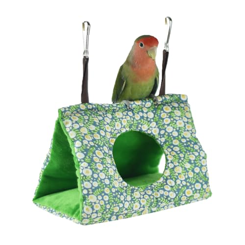 Warm Bird Nest Hanging Hammock, Parakeet Bed for Cage Fluffy Snuggle Hut | Small Parrots Winter Tent House,Budgie Sleeping Hideaway with Pad,Finch,Lovebirds,Birdcage Accessories - size: Small