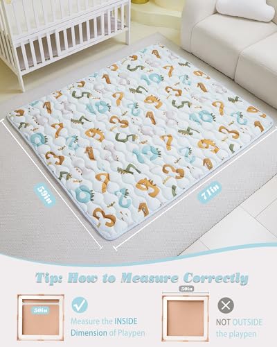 Viviland Baby Mats for Floor, 71x59 Inch Playpen Mat, Thicker & Large Soft Playmat for Baby and Toddlers Infants, Non-Slip & Machine Washable, Blue Numbers - color: Blue Numbers, size: 71" X 59"