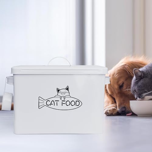 Vumdua Large Dog and Cat Food Storage Container, Farmhouse Pet Food Storage Containers with Lid and Dry Food Scoop, Durable Airtight Cat Container 12-13 lbs Capacity, Great Gift for Pet Owners - size: Large