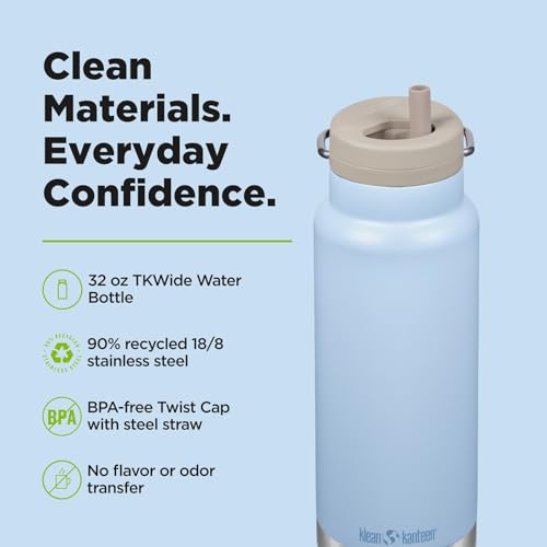 Klean Kanteen 32oz TKWide Insulated Water Bottle with Twist Cap - Clear Sky - color: Clear Sky