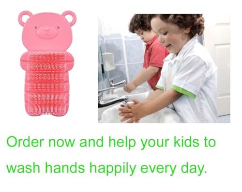 Baby Nail Brush, Kids Nail Scrubber Brush, Toddler Scrub Brush, Pink | Finger Nails Scrub Brush for Cleaning Fingernails Dirt Cleaner, Soft Bristle, For Baby Children, Cute Animal Bear Style - color: Pink