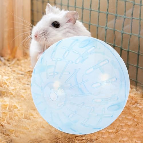 Popetpop Hamster Running Toy 4 Inch Transparent Exercise Toy for Small Pets Gerbils Chinchillas Portable Small Pet Activity Sphere - color: Sky-blue