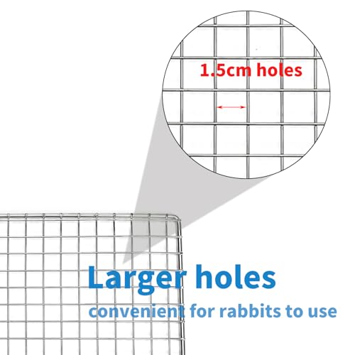 PODOO Stainless Steel Grids for Rabbit Litter Box, 1.5cm Holes, Fits 14.6x11.8x 0.79 inch Medium Guinea Pig Litter Box, Ideal for Small Animals (only Grids) (Medium) | Grid only for the PODOO medium litter box; 14.6 x 11.8 x 0.79 in with 1.5 cm holes. Not