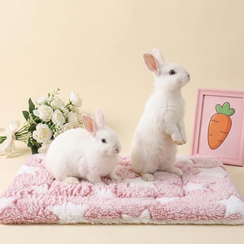 2 Pack Bunny Bed, 11.8 x 7.9 Inch Rabbit Bed Soft Warm Small Animal Beds Mat Cozy Washable Blanket Plush Rabbit Sleep Beds for Rabbits, Guinea Pig, Hamster, Chinchilla, Hedgehog