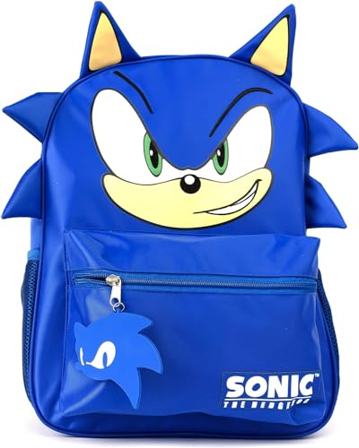 AI ACCESSORY INNOVATIONS Sonic Backpack for Boys & Girls, Bookbag with Adjustable Shoulder Straps & Padded Back,16 Inch Schoolbag with 3D Features, Blue - style: Blue Sonic