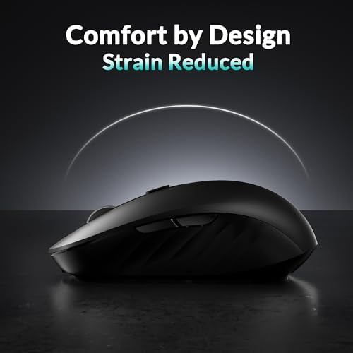 Keychron BM25 Quiet-Click Wireless Mouse, Ergonomic Rechargeable Mice with Tri-Mode, 2.4G/Bluetooth 5.2/Wired, 1000Hz Polling Rate, Adjustable DPI, Programmable for Mac, Windows, Linux - Black - color: Black