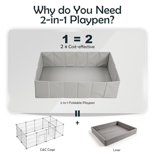 MEEXPAWS Small Animal Playpen, Portable Hamster Guinea Pig Cage for Travel | Waterproof, No Assembly, Spacious, Collapsible, Plastic Pet Enclosure for Rat Ferret, Play Pen for Indoor, 40" x 28" x 13"