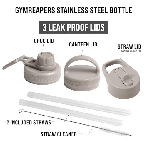 Gymreapers Insulated Water Bottle with Straw - 32 OZ Stainless Steel Water Bottles - BPA Free Metal Double Wall Vacuum Cold Hot Leakfree Flask Jug For Travel, Sports, Gym, School & Workout - color: Quicksand