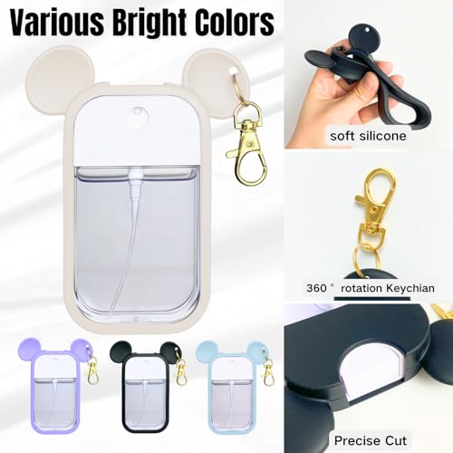 Mouse Design Silicone Case Compatible with Touchland Hand Sanitizer Spray 1 fl oz, Silicone Protective Case Holder with Keychain for Power Mist and Glow Mist, White - color: Cream White