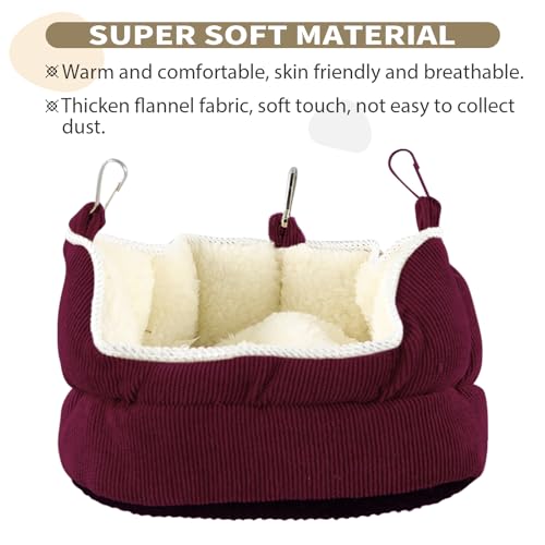 QBLEEV Bird Nest House, Parrot Winter Warm Bed for Cage Hanging Hammock | Soft plush snuggle hut tent, parrot cage accessories hideaway sleeping bed for budgie parakeet cockatiel conure lovebird - color: Red