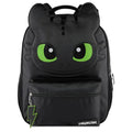AI ACCESSORY INNOVATIONS How to Train Your Dragon Toothless Backpack, Black 16 Inch School Bag with 3D Face Applique, Green Eyes, Lightning Bolt Keychain, for Boys and Girls - style: Toothless