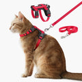 Plutus Pet Adjustable Cat Harness and Leash Set, with Leather Trim | Quick Release, Escape Proof Nylon Vest, for Kitten Small Medium Large Cats, Red - color: Red