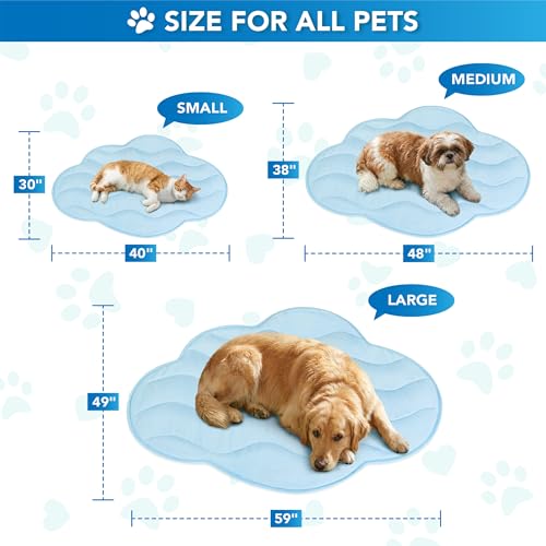 PetAmi Dog Cooling Mat, Cloud Shape, Pet Pad with Cooling Nylon & Soft Fleece, Q-Max > 0.4 Reversible All Season Blanket for Dogs & Cats, Small 30x40 in, Light Blue - color: Light Blue, size: Small